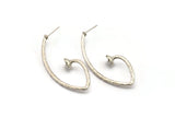 Küpe Çivisi, 2 Antik Gümüş Kaplama Pirinç - 7 mm Taş İçin Pedli Düzensiz Şekilli Çivili Küpe, Gümüş Küpeler (55x21x2 mm) N2419 H197