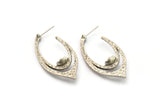 Küpe Çivisi, 2 Antik Gümüş Kaplama Pirinç - Markiz Şekilli Çivili Küpe, 7 mm Taş İçin Pedli, Gümüş Küpeler (46x21x1,8 mm) N2421 H155