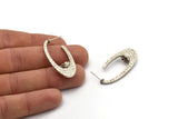 Küpe Çivisi, 2 Antik Gümüş Kaplama Pirinç - 7 mm Taş İçin Pedli Oval Şekilli Çivili Küpe - Gümüş Küpeler (39x18x2 mm) N2413 H163