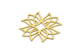 Brass Flower Charm, 4 Raw Brass Flower Charms, Charm Pendants, Connector Findings (31x30x0.60mm) SMP1024