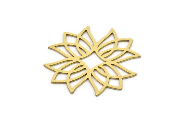 Brass Flower Charm, 4 Raw Brass Flower Charms, Charm Pendants, Connector Findings (31x30x0.60mm) SMP1024