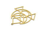 Brass Moon Charm, 4 Raw Brass Crescent Moon Charms With 1 Loop, Triangle Charms, Findings (33x31x0.60mm) SMP1027