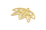 Brass Flower Charm, 6 Raw Brass Lotus Flower Charms With 1 Loop, Findings (21x30x0.60mm) SMP1030