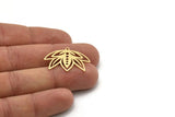 Brass Flower Charm, 6 Raw Brass Lotus Flower Charms With 1 Loop, Findings (21x30x0.60mm) SMP1030