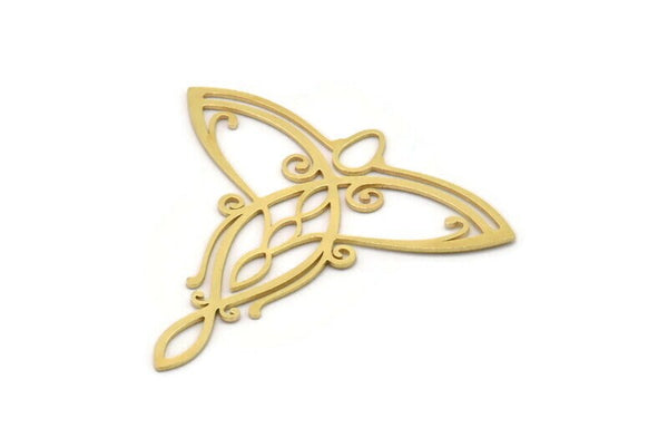 Brass Ethnic Charm, 4 Raw Brass Ethnic Motif Charms With 1 Loop, Earring Charms (43x44x0.60mm) SMP1032