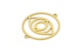 Brass Round Charm, 6 Raw Brass Eye Charms With 2 Loops, Charm Pendants (26x22x0.60mm) SMP1036