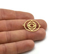 Brass Round Charm, 6 Raw Brass Eye Charms With 2 Loops, Charm Pendants (26x22x0.60mm) SMP1036