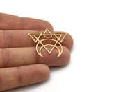 Brass Moon Charm, 4 Raw Brass Crescent Moon Charms, Triangle Charms, Findings (32x34x0.60mm) SMP1039