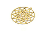 Brass Round Charm, 4 Raw Brass Round Shaped Charms With 1 Loop, Earring Findings, Geometric Charms (32x29x0.60mm) SMP1040