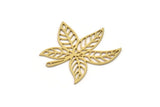 Brass Leaf Charm, 6 Raw Brass Leaf Charms With 1 Loop, Charm Pendants (31x30x0.60mm) SMP1041