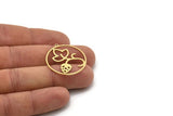 Brass Round Charm, 4 Raw Brass Flower Charms With 1 Loop, Findings (30x28x0.60mm) SMP1044