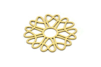Brass Flower Charm, 4 Raw Brass Flower Charms, Charm Pendants, Connector Findings (31x32x0.60mm) SMP1051