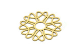Brass Flower Charm, 4 Raw Brass Flower Charms, Charm Pendants, Connector Findings (31x32x0.60mm) SMP1051