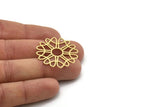 Brass Flower Charm, 4 Raw Brass Flower Charms, Charm Pendants, Connector Findings (31x32x0.60mm) SMP1051