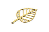 Brass Leaf Charm, 6 Raw Brass Leaf Charms With 1 Loop, Findings (33x20x0.60mm) SMP1057