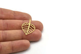 Brass Leaf Charm, 6 Raw Brass Leaf Charms With 1 Loop, Findings (33x20x0.60mm) SMP1057
