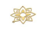 Brass Flower Charm, 4 Raw Brass Flower Charms With 1 Loop, Charm Pendants, Findings (30x29x0.60mm) SMP1058
