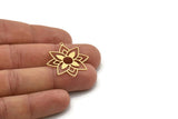 Brass Flower Charm, 4 Raw Brass Flower Charms With 1 Loop, Charm Pendants, Findings (30x29x0.60mm) SMP1058