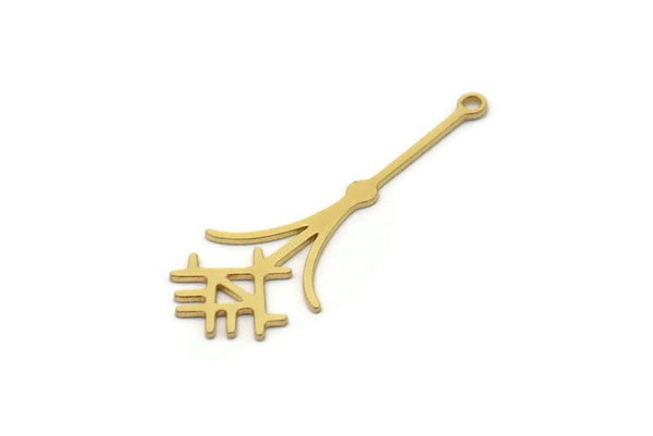 Brass Charm, 24 Raw Brass Charms With 1 Loop, Pendants, Findings (33x12x0.60mm) SMP1060