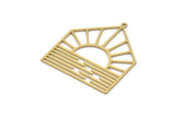 Brass Triangle Charm, 2 Raw Brass Sun Charms With 1 Loop, Findings (36x32x0.60mm) SMP1061