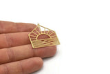 Brass Triangle Charm, 2 Raw Brass Sun Charms With 1 Loop, Findings (36x32x0.60mm) SMP1061