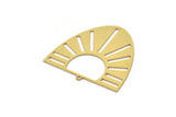 Brass D Shaped Charm, 2 Raw Brass D Shaped Charms With 1 Loop, Sun Charms, Findings (35x36x0.60mm) SMP1062