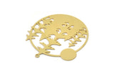 Brass Landscape Charm, 2 Raw Brass Sun And Tree Charms With 1 Loop, Round Charms, Findings (40x38x0.60mm) SMP1063