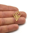 Brass Irregular Charm, 6 Raw Brass Irregular Shaped Charms With 1 Loop, Findings (36x17x0.60mm) SMP1064
