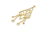 Brass Flower Charm, 6 Raw Brass Flower Shaped Charms With 5 Loops, Findings (43x22x0.60mm) SMP1071