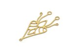 Brass Flower Charm, 6 Raw Brass Flower Shaped Charms With 5 Loops, Findings (43x22x0.60mm) SMP1071