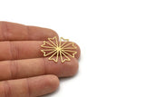 Brass Flower Charm, 4 Raw Brass Flower Charms, Earring Charms, Findings (30x0.60mm) SMP1072