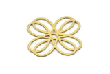 Brass Flower Charm, 4 Raw Brass Flower Charms, Earring Charms, Findings (30x27x0.60mm) SMP1079