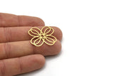 Brass Flower Charm, 4 Raw Brass Flower Charms, Earring Charms, Findings (30x27x0.60mm) SMP1079