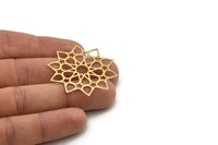 Brass Ethnic Charm, 2 Raw Brass Ethnic Motif Charms, Earring Charms, Findings (41x39x0.60mm) SMP1081