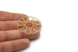 Brass Ethnic Charm, 2 Raw Brass Ethnic Motif Charms, Earring Charms, Findings (40x39x0.60mm) SMP1082