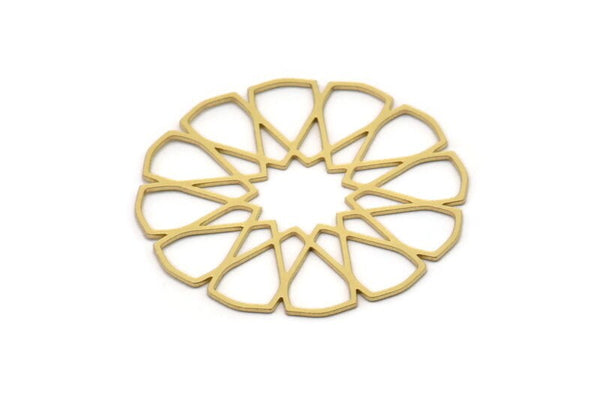 Brass Ethnic Charm, 2 Raw Brass Ethnic Motif Charms, Earring Charms, Findings (40x39x0.60mm) SMP1082