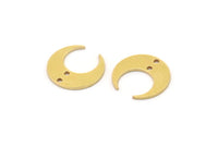 Brass Moon Charms, 24 Raw Brass Crescent Moon Charms With 2 Holes, Pendants, Earrings, Findings (14x13.5x5x0.8mm) BS 2367