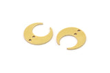Brass Moon Charms, 24 Raw Brass Crescent Moon Charms With 2 Holes, Pendants, Earrings, Findings (14x13.5x5x0.8mm) BS 2367
