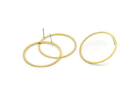Brass Circle Earring, 8 Raw Brass Circle Stud Earrings (32.5x1.3x1mm) A6266 A2854