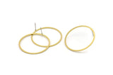 Brass Circle Earring, 8 Raw Brass Circle Stud Earrings (32.5x1.3x1mm) A6266 A2854