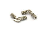 Leather Hook Caps, 4 Antique Silver Plated Brass Leather Cord Ends for 2mm Leather Cords, Hook Ends (15x12x4mm) N0307