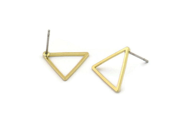 Brass Triangle Earring, 12 Raw Brass Triangle Stud Earrings (15x0.90mm) Bs 1024 A4002