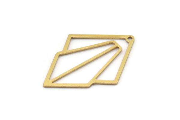Brass Diamond Charm, 6 Raw Brass Diamond Shaped Charms With 1 Hole, Pendant Findings (32x23x0.80mm) SMP1085