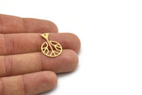 Brass Round Charm, 12 Raw Brass Round Shaped Charms With 1 Hole, Earring Findings, Geometric Charms (24x16x0.60mm) SMP1088