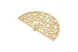 Brass Ethnic Charm, 2 Raw Brass Ethnic Motif Charms With 1 Loop, Semi Circle Charms, Findings (27x49x0.60mm) SMP1090
