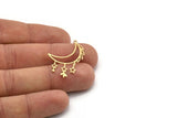 Brass Moon Charm, 8 Raw Brass Crescent Moon And Star Shaped Charms With 1 Loop, Findings (33x23x0.60mm) SMP1091