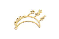 Brass Moon Charm, 8 Raw Brass Crescent Moon And Star Shaped Charms With 1 Loop, Findings (33x23x0.60mm) SMP1091