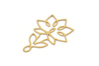 Brass Flower Charm, 4 Raw Brass Flower Shaped Charms With 1 Loop, Findings (41x30x0.60mm) SMP1097