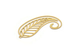 Brass Leaf Charm, 4 Raw Brass Leaf Charms With 1 Loop, Findings (37x17x0.60mm) SMP1100