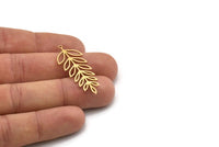 Brass Leaf Charm, 6 Raw Brass Branch Charms With 1 Loop, Charm Pendants (40x16x0.80mm) SMP1101 Y237